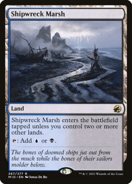 naokuroshop MTG [MID][267][土地][R][EN][難破船の湿地/Shipwreck Marsh]（foil） NM