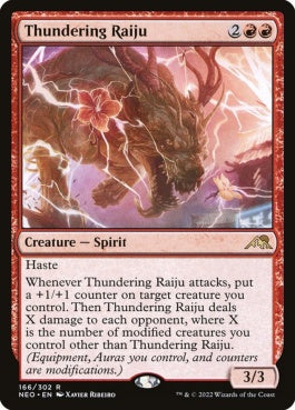 naokuroshop MTG [NEO][166][赤][R][EN][轟く雷獣/Thundering Raiju]（foil） NM