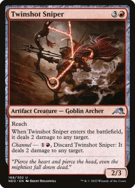 naokuroshop MTG [NEO][168][赤][U][EN][双弾の狙撃手/Twinshot Sniper]（foil） NM