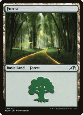 naokuroshop MTG [NEO][291][土地][C][EN][森/Forest]（foil） NM