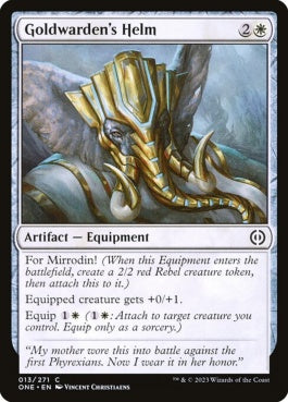 naokuroshop MTG [ONE][013][白][C][EN][黄金守護の兜/Goldwarden's Helm]（foil） NM