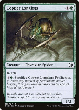 naokuroshop MTG [ONE][165][緑][C][EN][銅の足長虫/Copper Longlegs]（foil） NM