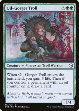 naokuroshop MTG [ONE][177][緑][C][EN][油喰らいのトロール/Oil-Gorger Troll]（foil） NM