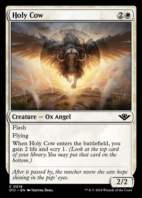 naokuroshop MTG [OTJ][0016][白][C][EN][聖なる乳牛/Holy Cow]（foil） NM