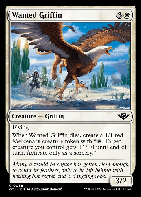 naokuroshop MTG [OTJ][0038][白][C][EN][指名手配のグリフィン/Wanted Griffin]（foil） NM