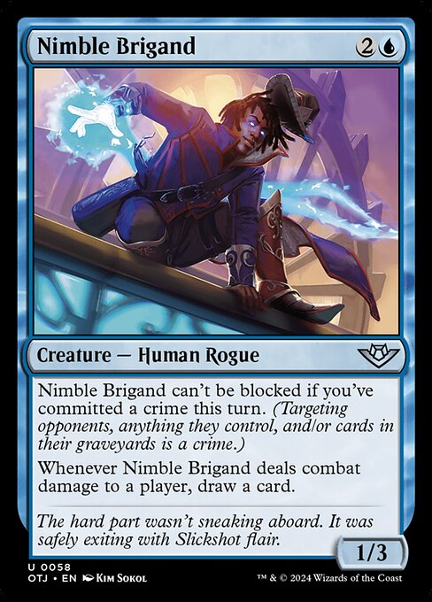 naokuroshop MTG [OTJ][0058][青][U][EN][敏捷な盗賊/Nimble Brigand]（foil） NM