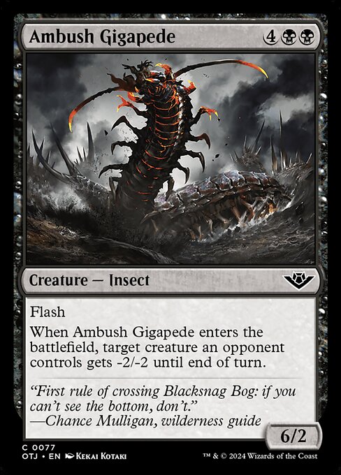 naokuroshop MTG [OTJ][0077][黒][C][EN][待ち伏せる千足虫/Ambush Gigapede]（foil） NM