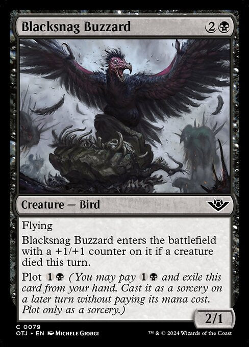 naokuroshop MTG [OTJ][0079][黒][C][EN][黒鉤のノスリ/Blacksnag Buzzard]（foil） NM