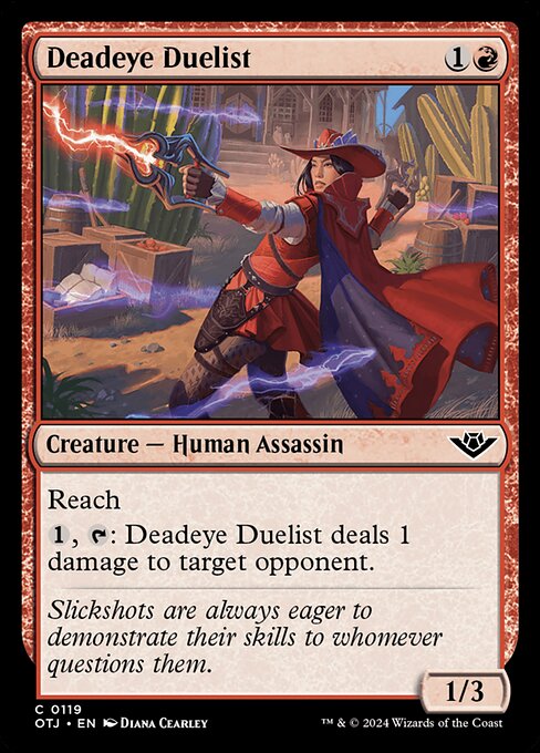 naokuroshop MTG [OTJ][0119][赤][C][EN][百発百中の決闘者/Deadeye Duelist]（foil） NM