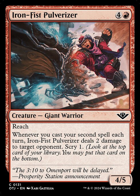 naokuroshop MTG [OTJ][0131][赤][C][EN][鉄拳の粉砕者/Iron-Fist Pulverizer]（foil） NM