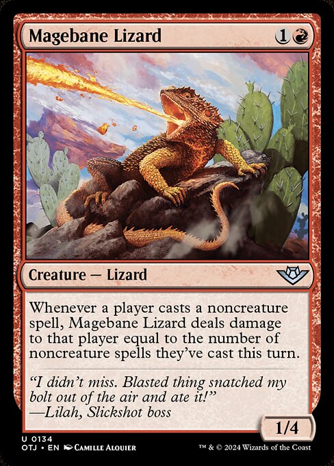 naokuroshop MTG [OTJ][0134][赤][U][EN][魔道士封じのトカゲ/Magebane Lizard]（foil） NM