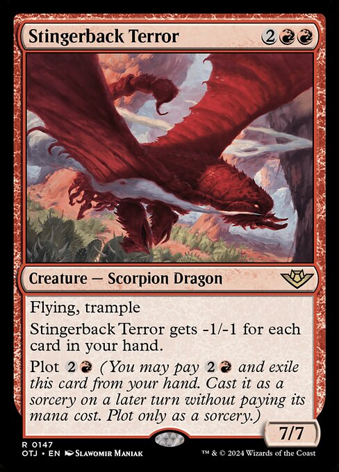 naokuroshop MTG [OTJ][0147][赤][R][EN][刺し背の恐怖/Stingerback Terror]（foil） NM