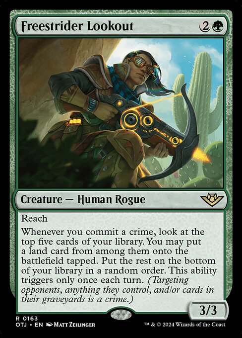 naokuroshop MTG [OTJ][0163][緑][R][EN][自由放浪団の見張り/Freestrider Lookout]（foil） NM