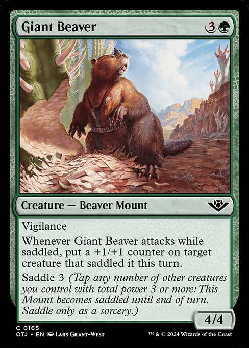 naokuroshop MTG [OTJ][0165][緑][C][EN][巨大ビーバー/Giant Beaver]（foil） NM