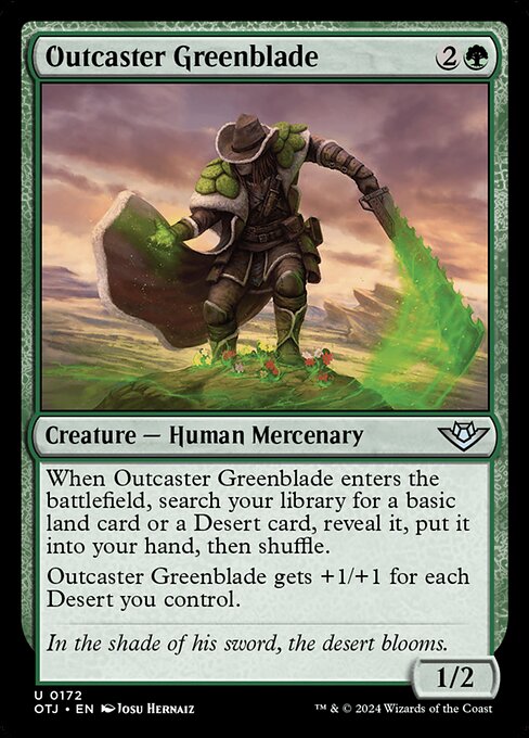 naokuroshop MTG [OTJ][0172][緑][U][EN][荒野無頼団の緑刃/Outcaster Greenblade]（foil） NM