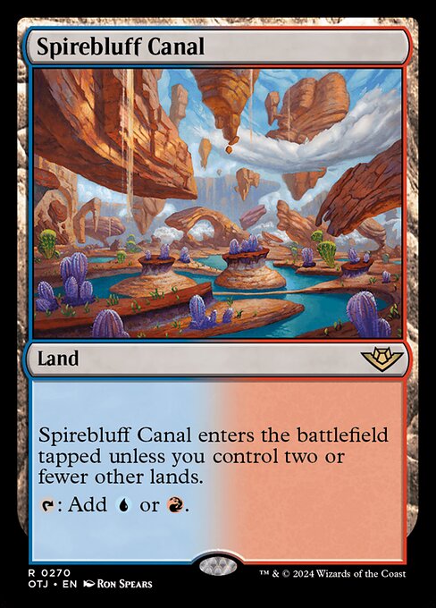 naokuroshop MTG [OTJ][0270][土地][R][EN][尖塔断の運河/Spirebluff Canal]（foil） NM