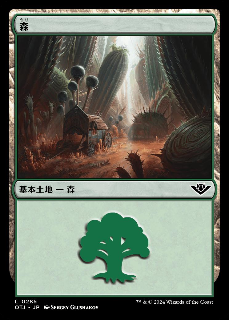 naokuroshop MTG [OTJ][0285][土地][C][JP][森/Forest]（foil） NM