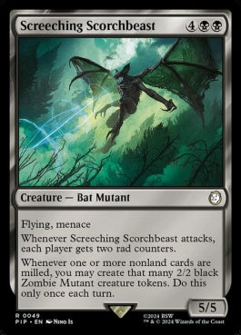 naokuroshop MTG [PIP][0049][黒][R][EN][金切り声のスコーチビースト/Screeching Scorchbeast]（foil） NM