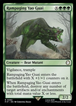 naokuroshop MTG [PIP][0082][緑][R][EN][暴れ狂うヤオ・グアイ/Rampaging Yao Guai]（foil） NM