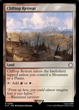 naokuroshop MTG [PIP][0258][土地][R][EN][断崖の避難所/Clifftop Retreat]（foil） NM