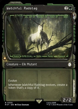 naokuroshop MTG [PIP][0335][緑][R][EN][警戒するラッドスタッグ/Watchful Radstag]（foil） NM