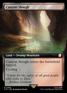 naokuroshop MTG [PIP][0489][土地][R][EN][泥濘の峡谷/Canyon Slough]（foil） NM