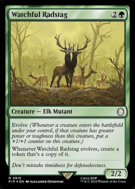 naokuroshop MTG [PIP][0615][緑][R][EN][警戒するラッドスタッグ/Watchful Radstag] NM