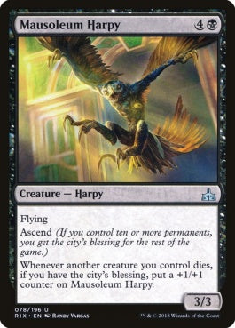 naokuroshop MTG [RIX][078][黒][U][EN][霊廟のハーピー/Mausoleum Harpy] NM