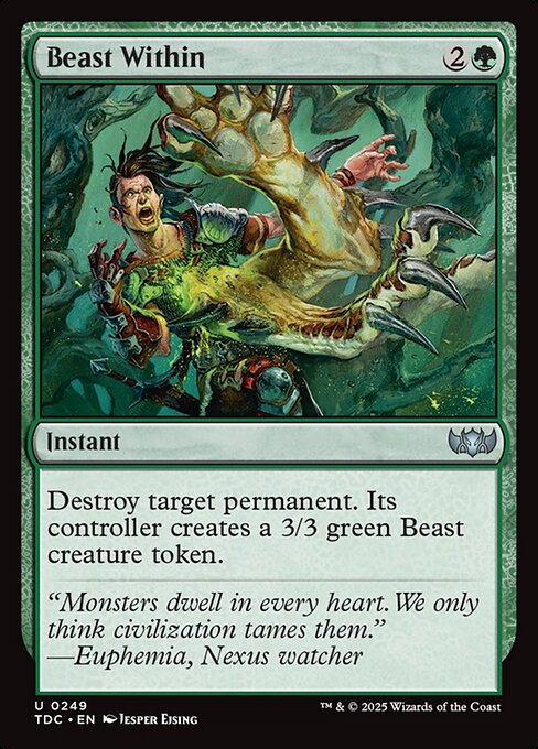 naokuroshop MTG [TDC][0249][緑][U][EN][内にいる獣/Beast Within] NM