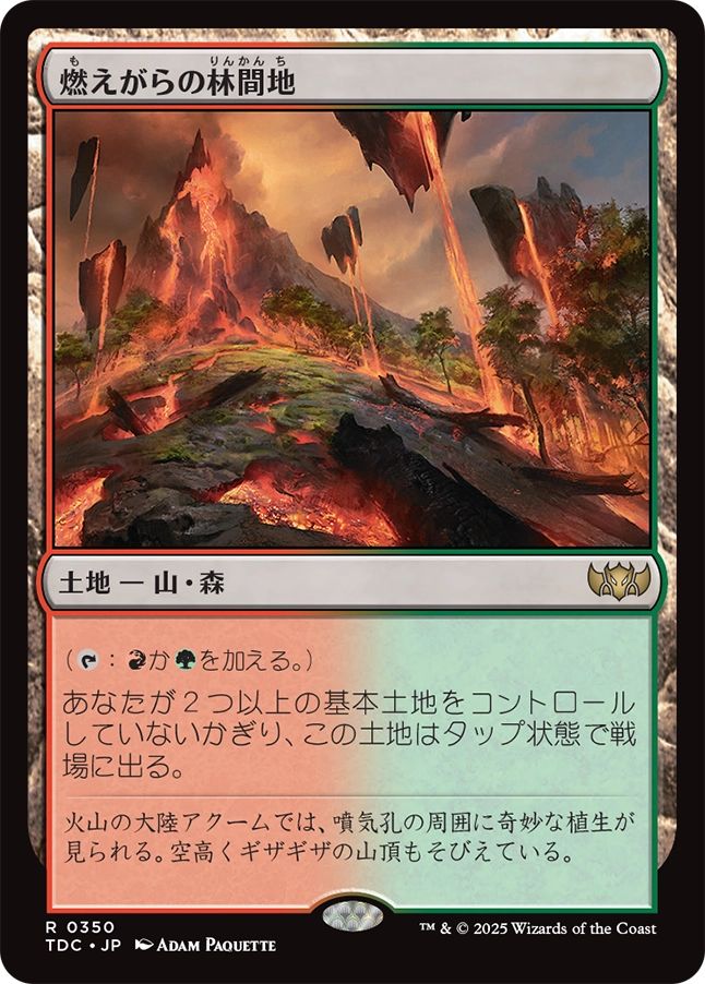 naokuroshop MTG [TDC][0350][土地][R][JP][燃えがらの林間地/Cinder Glade] NM