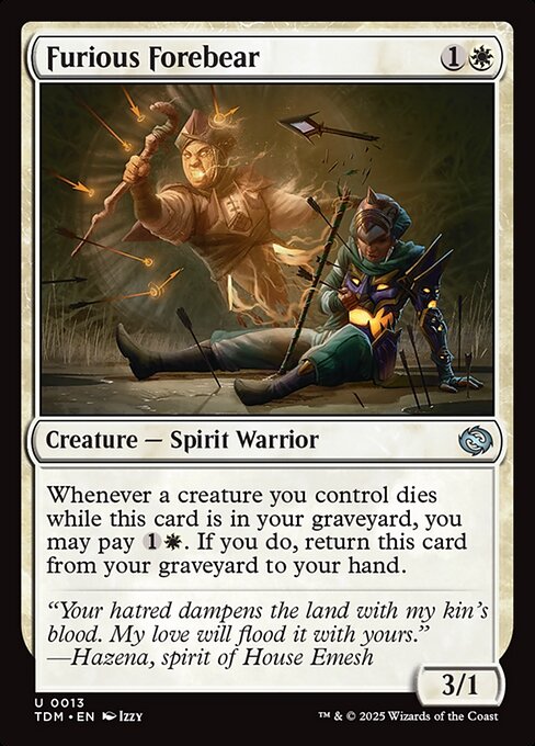 naokuroshop MTG [TDM][0013][白][U][EN][猛然たる祖先/Furious Forebear]（foil） NM