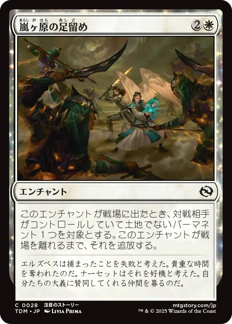 naokuroshop MTG [TDM][0028][白][C][JP][嵐ヶ原の足留め/Stormplain Detainment]（foil） NM