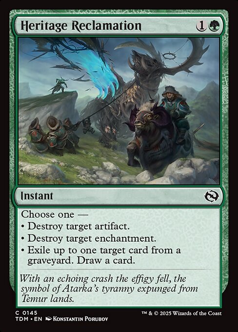 naokuroshop MTG [TDM][0145][緑][C][EN][受け継ぎし地の開墾/Heritage Reclamation]（foil） NM