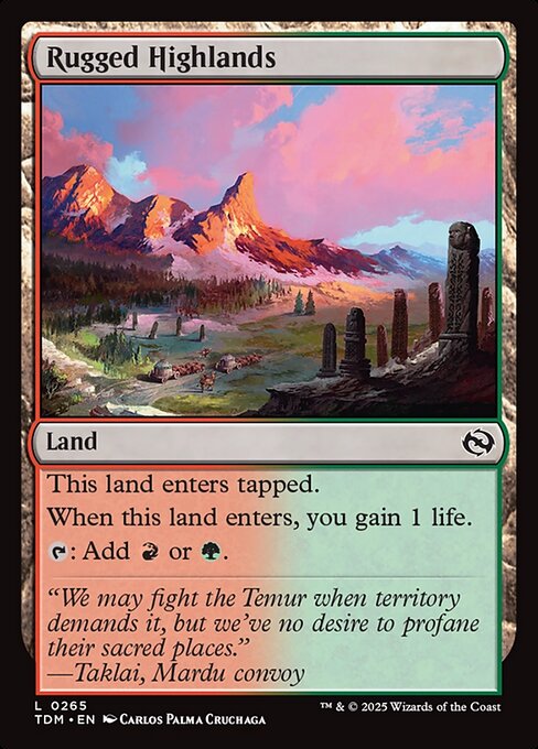 naokuroshop MTG [TDM][0265][土地][C][EN][岩だらけの高地/Rugged Highlands]（foil） NM