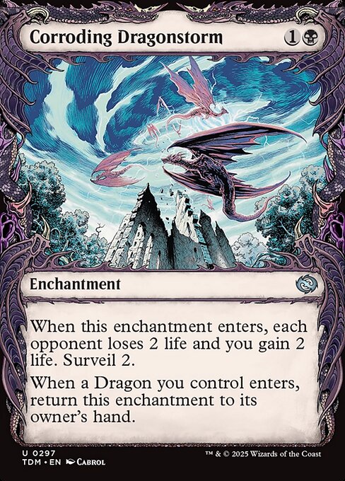 naokuroshop MTG [TDM][0297][黒][U][EN][腐蝕するドラゴンの嵐/Corroding Dragonstorm]（foil） NM