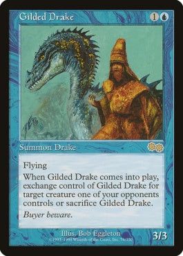 naokuroshop MTG [USG][076][青][R][EN][金粉のドレイク/Gilded Drake] NM