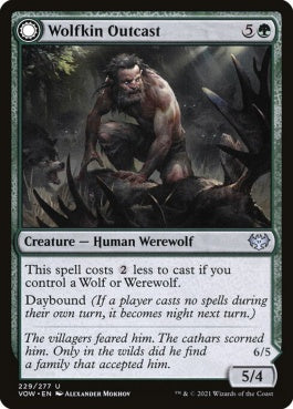 naokuroshop MTG [VOW][229][緑][U][EN][狼族ののけ者/Wolfkin Outcast]（foil） NM