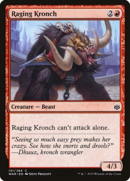 naokuroshop MTG [WAR][141][赤][C][EN][怒り狂うクロンチ/Raging Kronch] NM