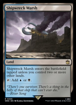 naokuroshop MTG [WHO][0305][土地][R][EN][難破船の湿地/Shipwreck Marsh] NM