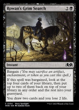 naokuroshop MTG [WOE][104][黒][C][EN][ローアンの陰惨な調査/Rowan's Grim Search]（foil） NM