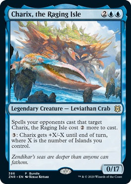 naokuroshop MTG [ZNR][386][青][R][JP][怒り狂う島嶼、キャリクス/Charix, the Raging Isle]（foil） NM