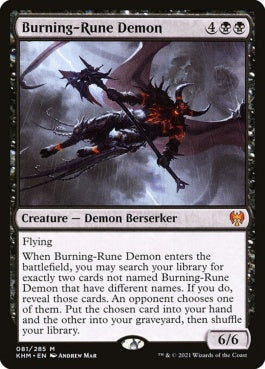 naokuroshop MTG [KHM][081][黒][M][EN][燃えルーンの悪魔/Burning-Rune Demon] NM