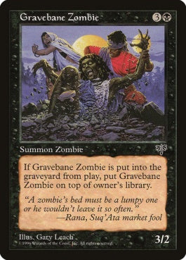 naokuroshop MTG [MIR][127][黒][C][JP][墓いらずのゾンビ/Gravebane Zombie] NM