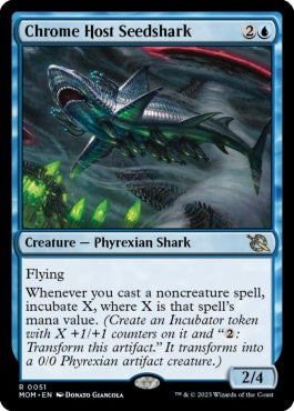 naokuroshop MTG [MOM][051][青][R][EN][金属の徒党の種子鮫/Chrome Host Seedshark]（foil） NM