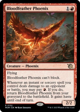 naokuroshop MTG [MOM][132][赤][R][EN][血羽根のフェニックス/Bloodfeather Phoenix]（foil） NM