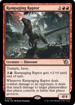 naokuroshop MTG [MOM][160][赤][R][EN][猛り狂う猛竜/Rampaging Raptor] NM