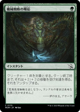 naokuroshop MTG [MOM][175][緑][C][JP][機械蜘蛛の順応/Arachnoid Adaptation]（foil） NM